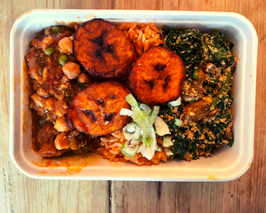 Ready Meals Delivered | 2 x Stew Jollof Box( Chickpea and Lentil and Spinach & Agushi)(Vegan) 