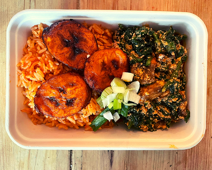Ready Meals Delivered | 1 x Stew Jollof Box (Spinach & Agushi)(Vegan) 